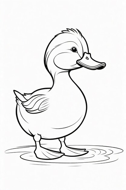 Dibujo fotográfico de un pato para niños página de colorear