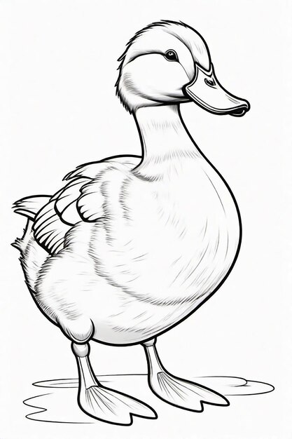 Dibujo fotográfico de un pato para niños página de colorear