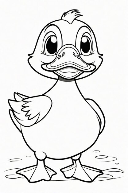 Dibujo fotográfico de un pato para niños página de colorear