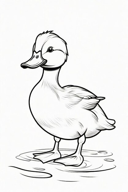 Dibujo fotográfico de un pato para niños página de colorear