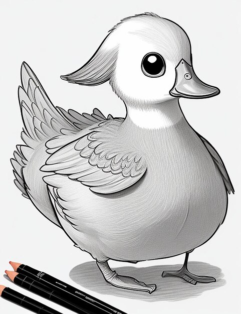 Dibujo fotográfico de un pato para niños página de colorear