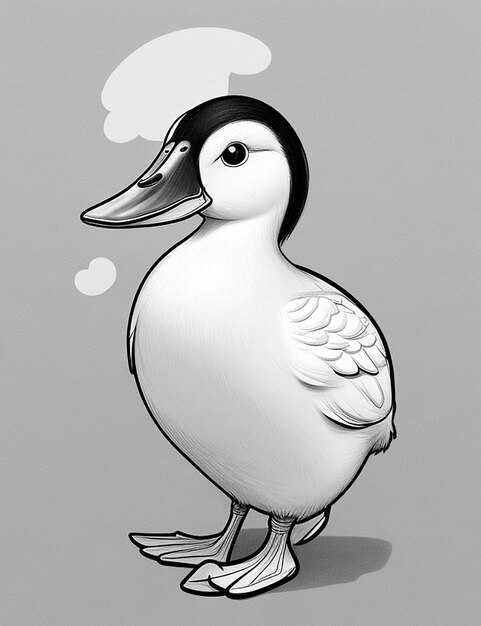 Dibujo fotográfico de un pato para niños página de colorear