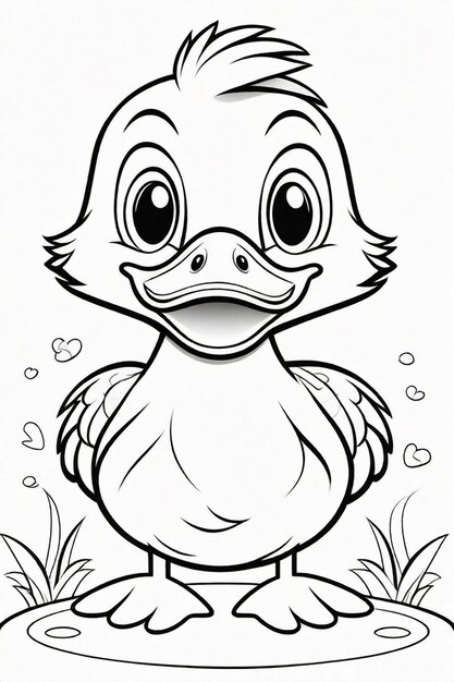 Dibujo fotográfico de un pato para niños página de colorear