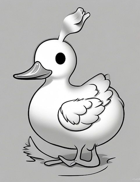 Dibujo fotográfico de un pato para niños página de colorear