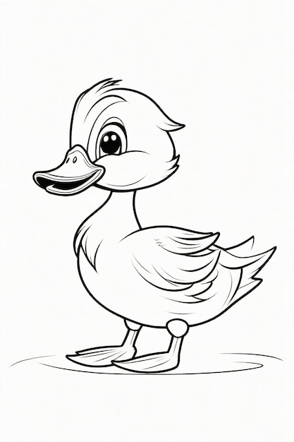 Foto dibujo fotográfico de un pato para niños página de colorear