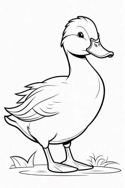 Dibujo fotográfico de un pato para niños página de colorear