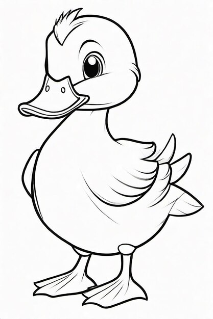 Dibujo fotográfico de un pato para niños página de colorear