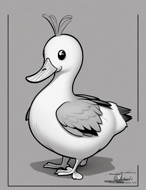 Dibujo fotográfico de un pato para niños página de colorear