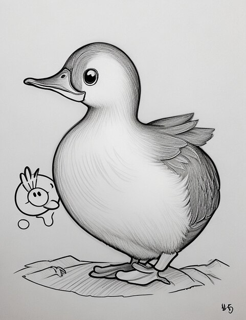 Foto dibujo fotográfico de un pato para niños página de colorear