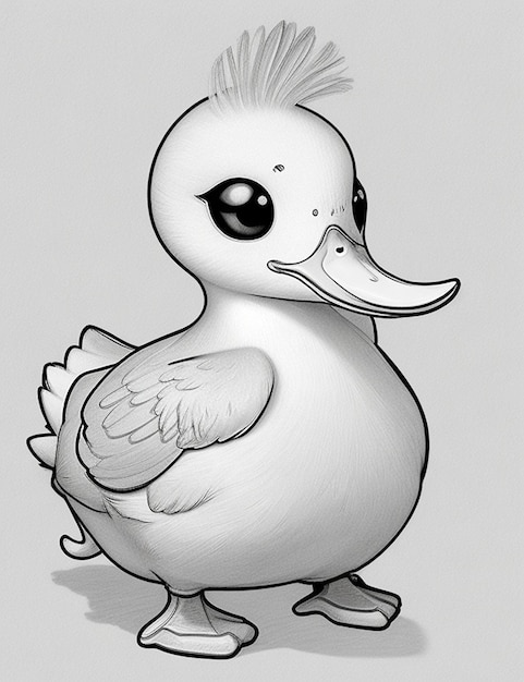 Foto dibujo fotográfico de un pato para niños página de colorear