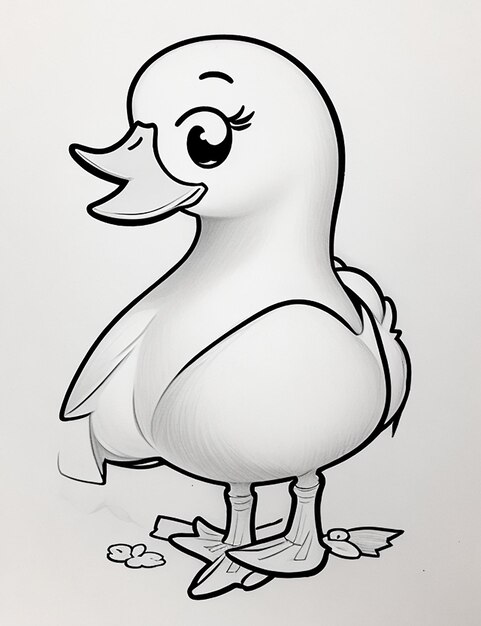 Dibujo fotográfico de un pato para niños página de colorear