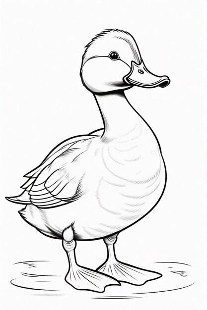 Dibujo fotográfico de un pato para niños página de colorear