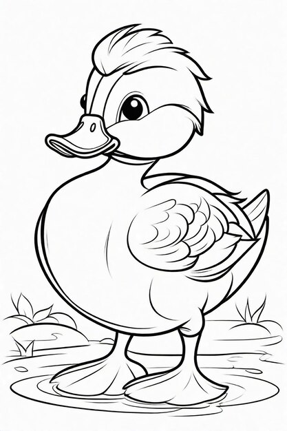 Foto dibujo fotográfico de un pato para niños página de colorear