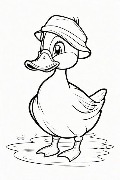 Dibujo fotográfico de un pato para niños página de colorear