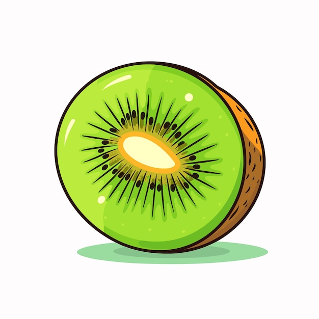 Foto un dibujo de una fruta de kiwi con un centro verde.