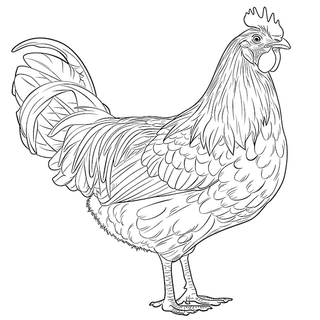 un dibujo de un gallo con un gallo en él