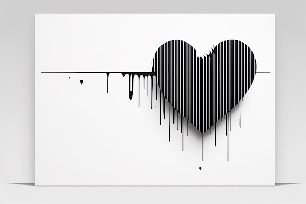 Dibujo de garabatos de corazón minimalista La línea en forma de corazón Símbolo abstracto IA generativa