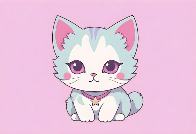 un dibujo de un gato con un fondo rosa con un corazón en él