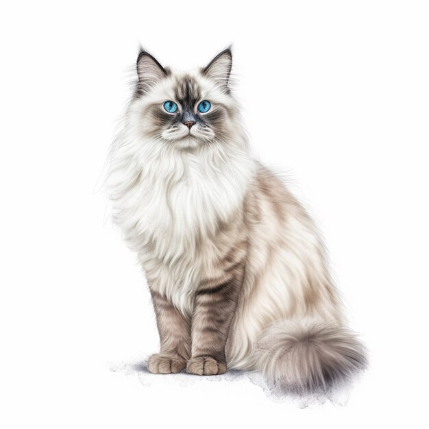 Foto un dibujo de un gato con ojos azules.