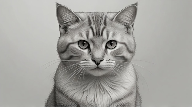 un dibujo de un gato que tiene una cara blanca y tiene un contorno blanco y negro