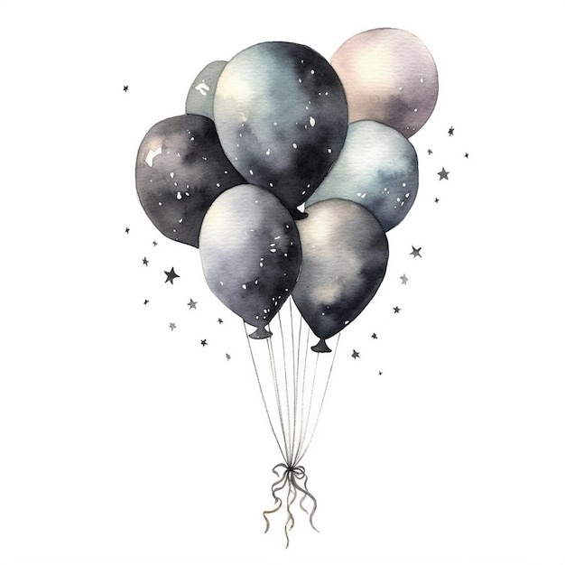 un dibujo de globos con estrellas y las estrellas