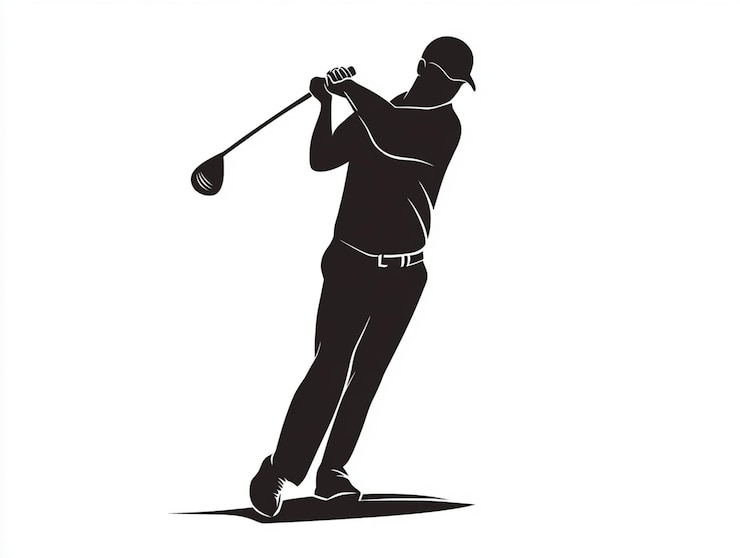 Foto un dibujo de un golfista con un sombrero y una camisa que dice golf