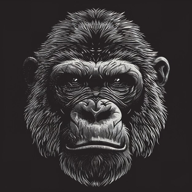 Foto un dibujo de un gorila del año del mono