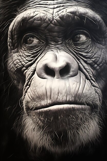 Foto un dibujo de un gorila por persona