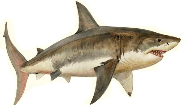 El dibujo del gran tiburón blanco