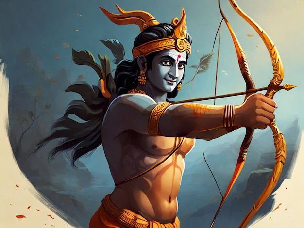 un dibujo de un guerrero con un arco y una flecha