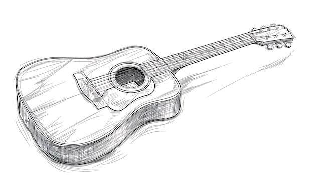 Foto un dibujo de una guitarra con un lápiz en él