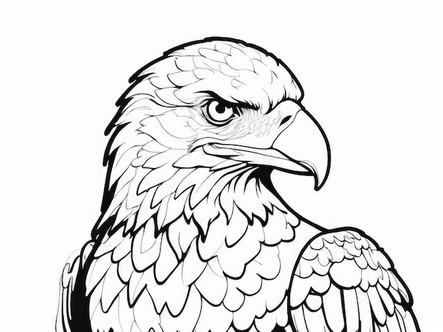 Foto un dibujo de un halcón con un fondo blanco que dice águila