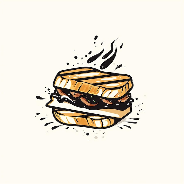 un dibujo de una hamburguesa con fuego