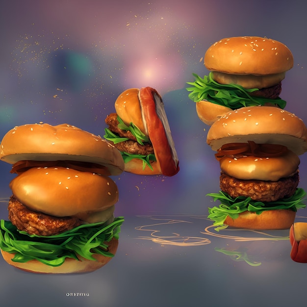 Un dibujo de una hamburguesa con una imagen de una hamburguesa en él.