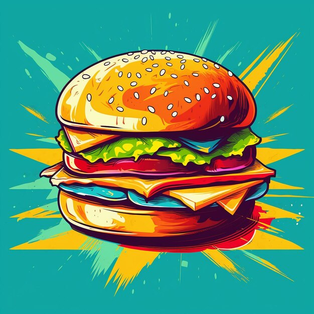 Un dibujo de una hamburguesa con el número 7 en ella