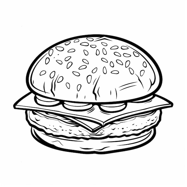 Foto un dibujo de una hamburguesa con queso y tocino generativo ai