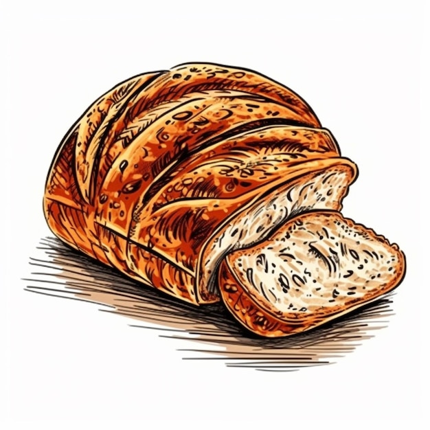 Un dibujo de una hogaza de pan con la palabra pan en él.
