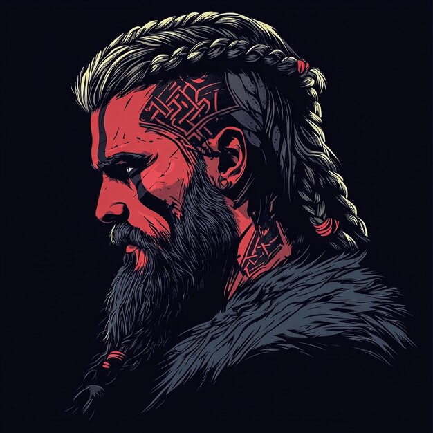un dibujo de un hombre con barba y barba larga