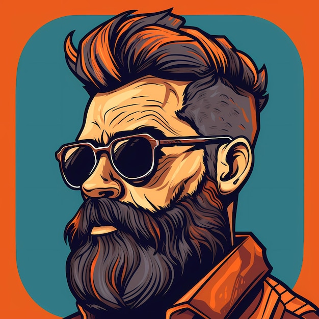 Dibujo de un hombre con barba y gafas de sol en IA generativa