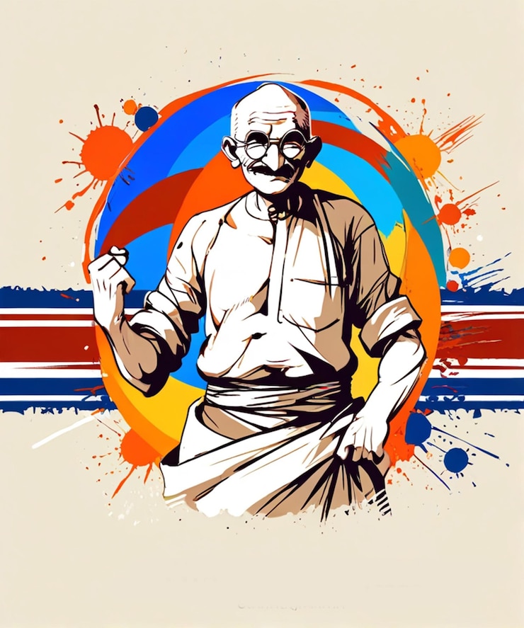 Foto un dibujo de un hombre con bigote y un círculo rojo y azul