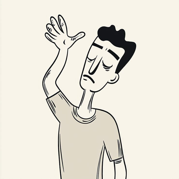 Foto un dibujo de un hombre con la mano en el aire
