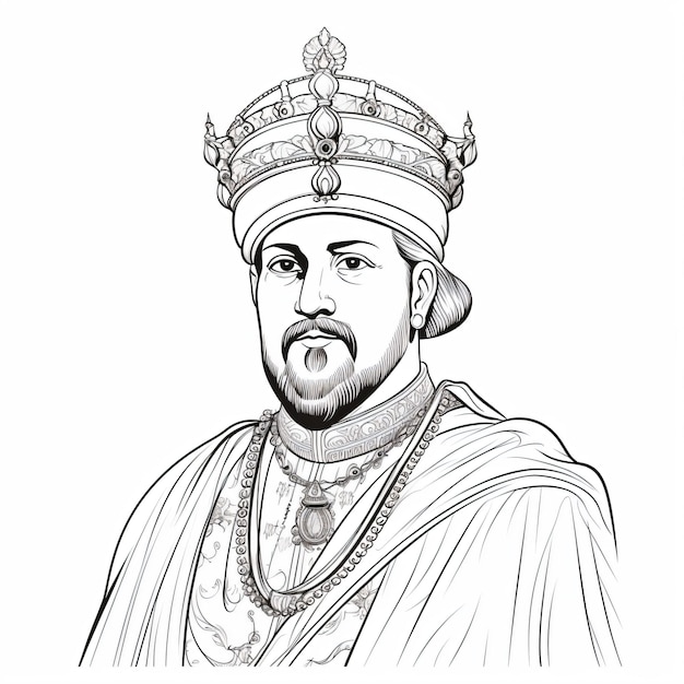 un dibujo de un hombre que lleva una corona