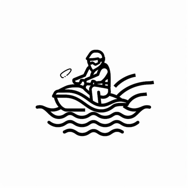 Foto un dibujo de un hombre en una tabla de surf en el agua