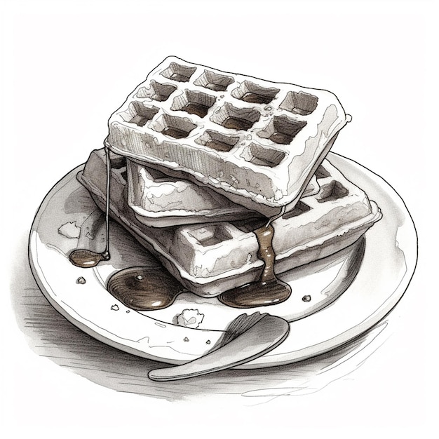 un dibujo de ilustración de comida de postre de panqueque de acuarela