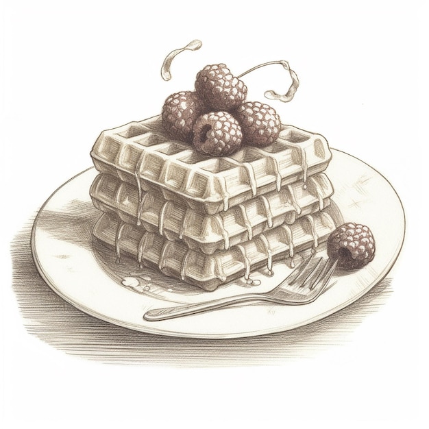 Foto un dibujo de ilustración de comida de postre de panqueque de acuarela