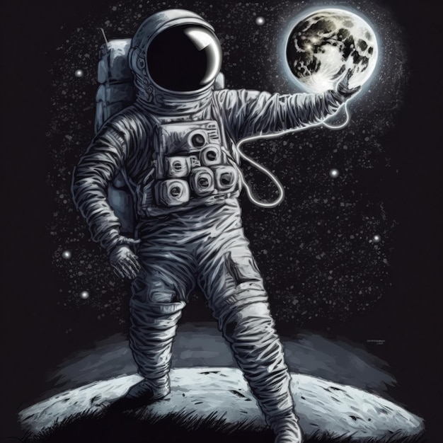 dibujo ilustrativo de lindo astronauta en el espacio generativo ai