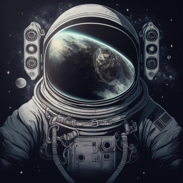 dibujo ilustrativo de lindo astronauta en el espacio generativo ai