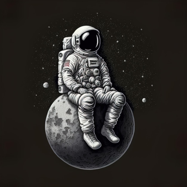 dibujo ilustrativo de lindo astronauta en el espacio generativo ai