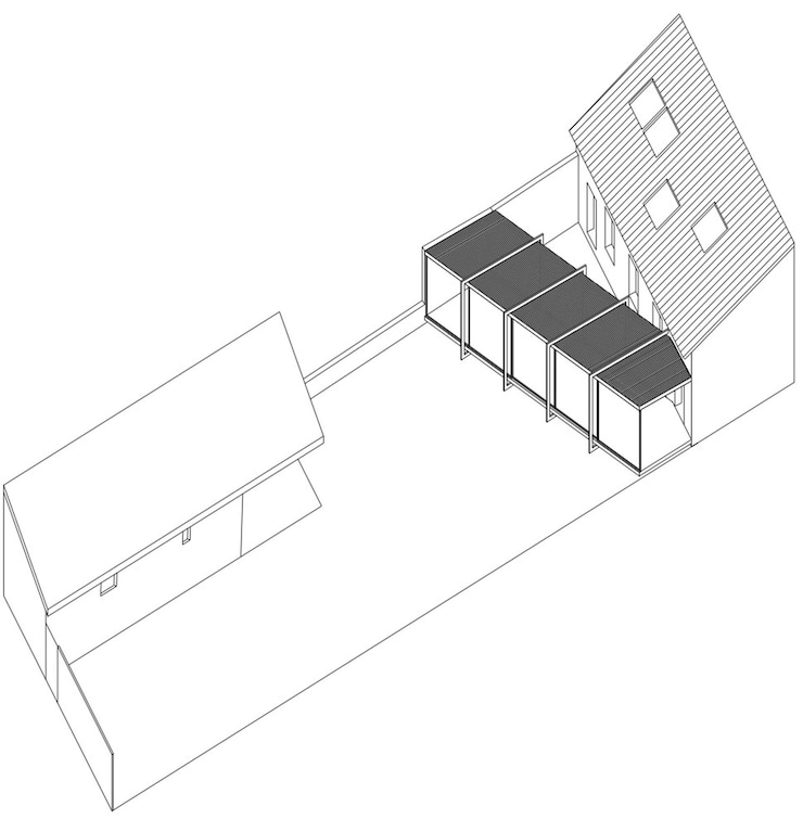 Foto dibujo isométrico de la extensión de una casa moderna