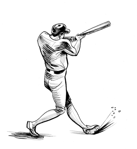 Un dibujo de un jugador de béisbol con un bate en la mano.